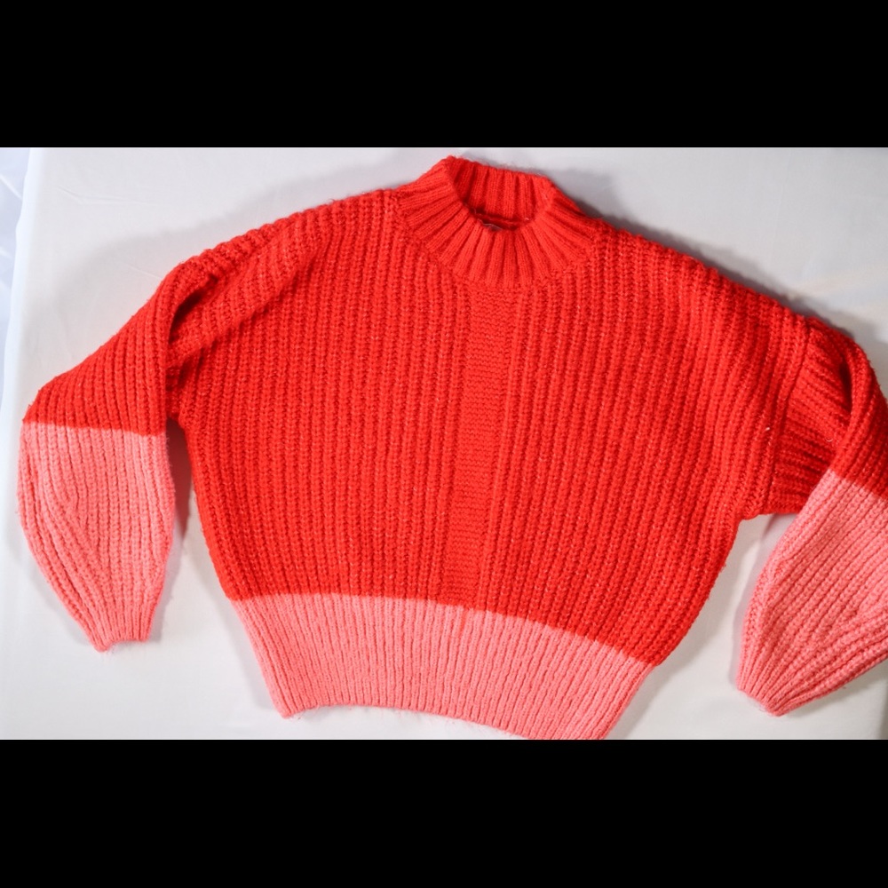 Chunky color block knit sweater
